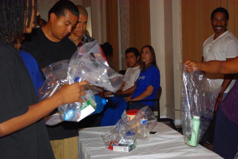 Bags of Toiletries Being Given Away